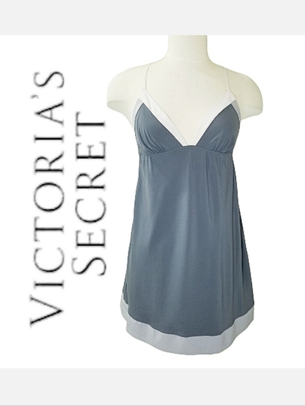 Victoria's Secret Chemise Smokey Gray Low Cross Back Size S CoquetteGirl